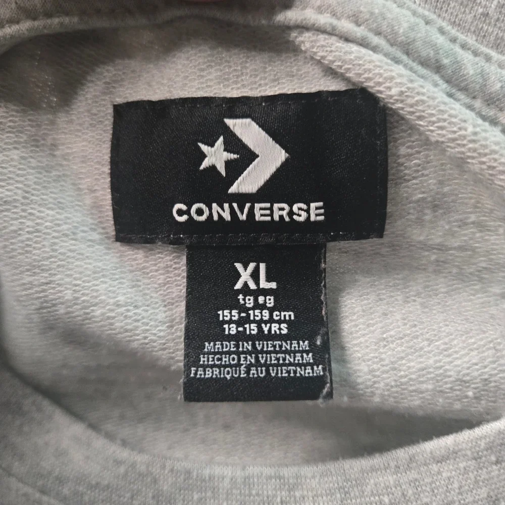 Converse All Star Chuck Taylor Graphic Sweatshirt Gray Ruched Sleeve Youth XL